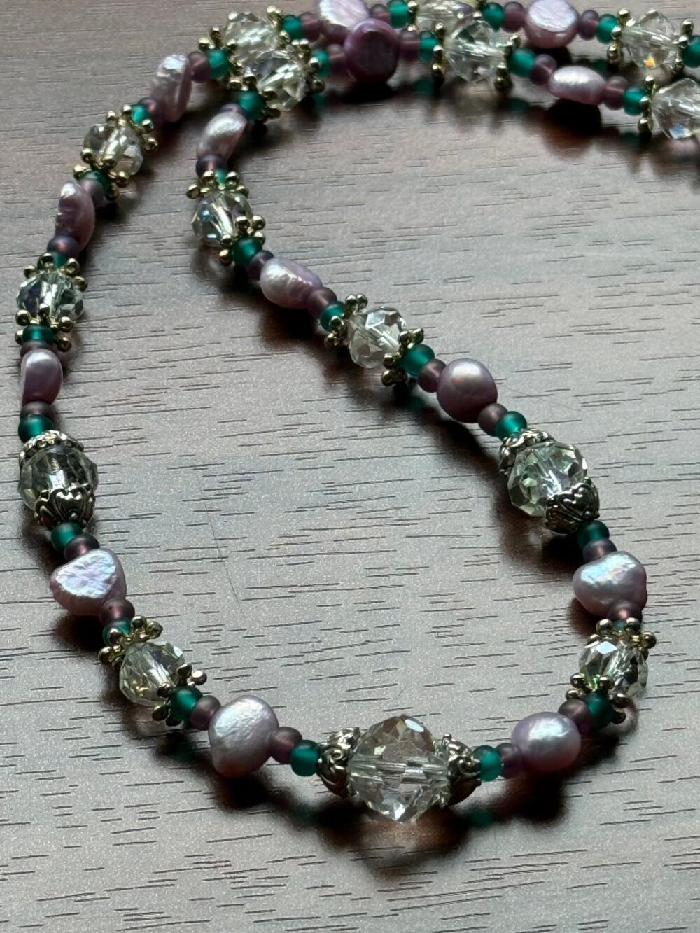 Upcycled Crystal and Pearl Necklace